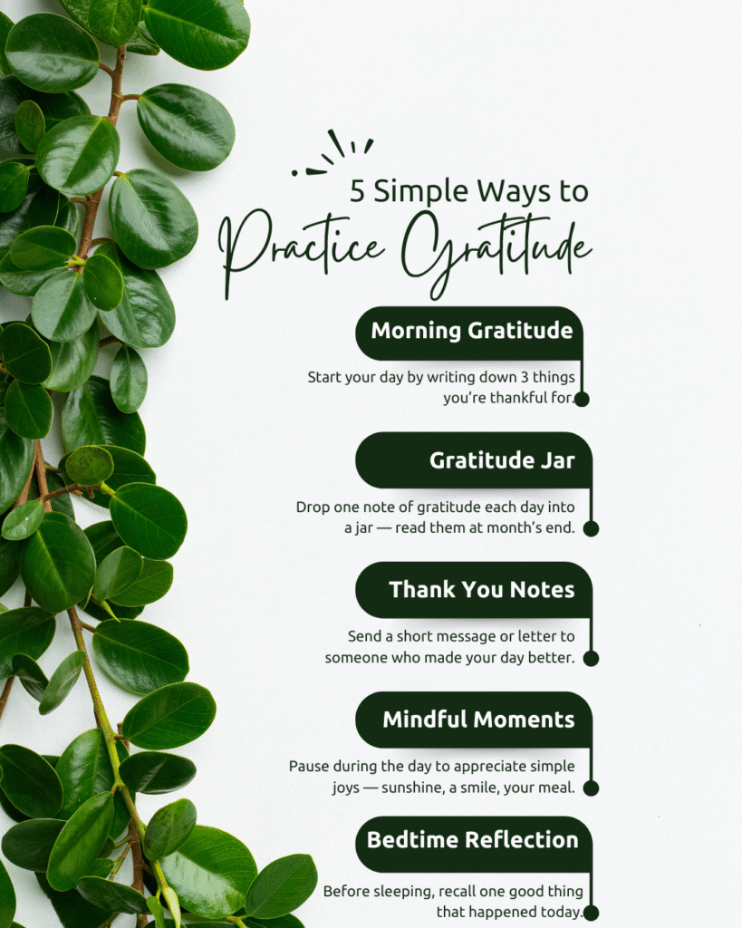 a image of 5 simple way of practice gratitude